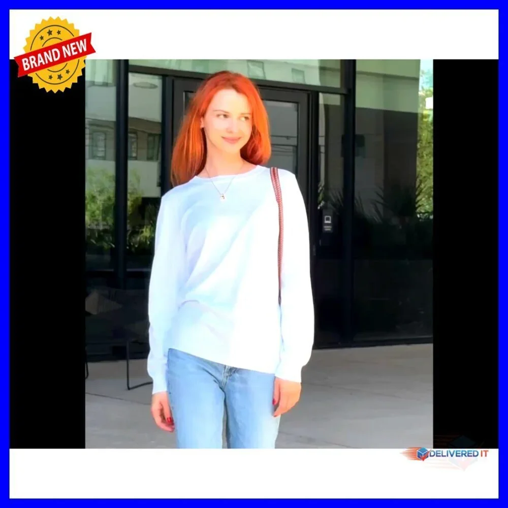 Classic Crew Neck Pullover Sweater Soft Viscose Loose Fit Casual Elegant